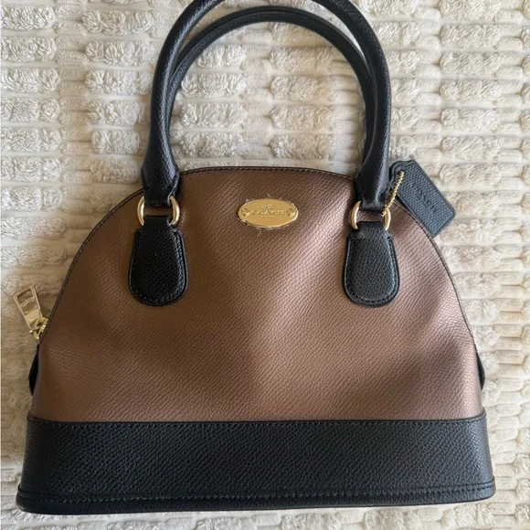 Coach Two-Tone Black and Brown Satchel - Picture 8 of 9